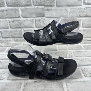 Vionic Amber Women's Sandals Size 10 Black Strappy Adjustable Crocodile Pattern